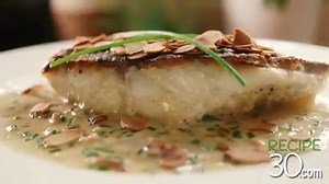 Crispy skin fish almondine with cream sherry sauce and crunchy almonds GET RECIPE HERE: www.recipe30.com/crispy-skin-fish-almondine.html/ | Recipe30