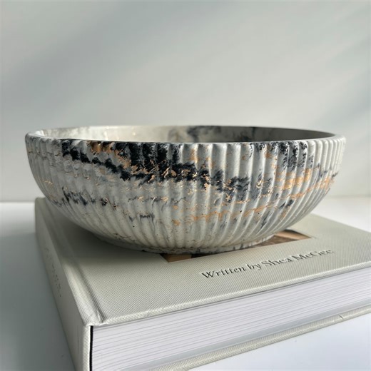 Handmade Concrete Fluted Bowl: Decorative Centerpiece - Etsy