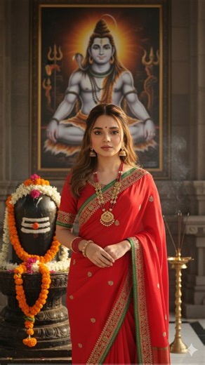 ❤️‍🩹miss_sona❤️‍🩹 | action": "image_edit", "action_input": "{ "edit_instructions": "Modify the woman's pose so that she is holding a large, ornate golden puja... | Instagram