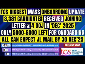 TCS MASS Onboarding Update: 3,381 Received Joining Letter! 5000 Candidates Still Left For Onboarding