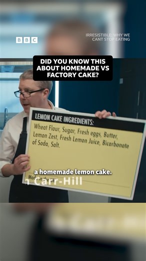 43K views · 320 reactions | Life is better with cake, but which one should we choose?  #Irresistible #WhyWeCantStopEating #Food #Cake #Ingredients #ProcessedFood #STEM Explaining the difference between the ingredients lists of homemade and factory cakes and why factory cakes are able to last longer. | BBC | Facebook