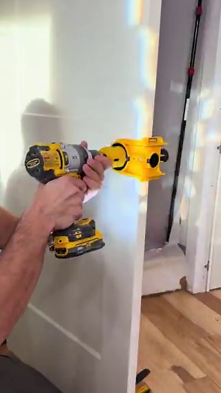 Using the Dewalt door handle boring jig to get a perfect fit for a new hardware.