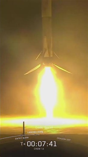 Amazing Shot of Falcon 9 Booster landing after taking astronauts to space #falcon9 #rocket