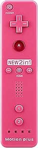 OSTENT 2 in 1 Remote Controller Built in Motion Plus for Nintendo Wii/Wii U Console Game Color Pink