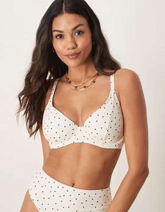 Peek & Beau mini polka dot underwire bikini top in cream and black | ASOS