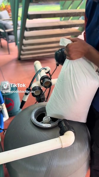 ASMR SAND FILLING #poolcleaning #poolcleaningservice #thepooldoctor #fyp #poolrepair #poolmaintenance #thepoolguytx #thepoolguy