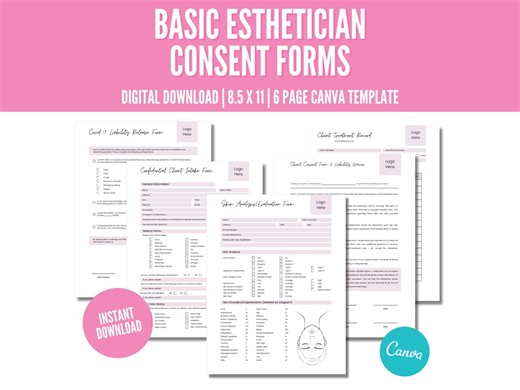 Esthetician Client Intake Forms: Salon Business Templates (canva Template) - Etsy
