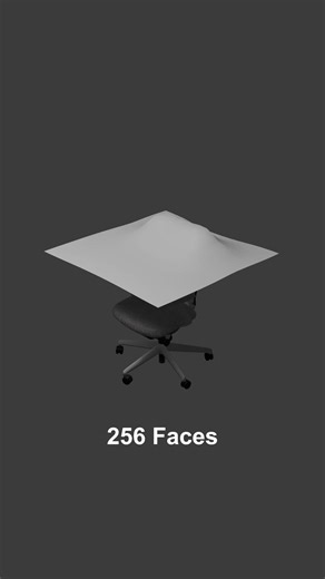 Cloth simulation from 1 face to 16384 faces #blender #animation #3dart