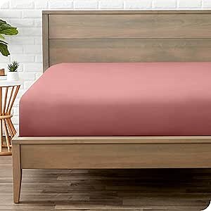 Bare Home Fitted Bottom Sheet Full Size - Premium 1800 Microfiber - Ultra-Soft Hotel Luxury - Deep Pocket - Durable and Long Lasting (Full, Dusty Rose)