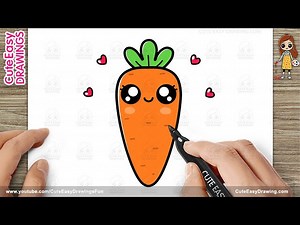 How to Draw a Cute Carrot, Easy Step by Step for Kids and Toddlers! draw along video - Videos For Kids