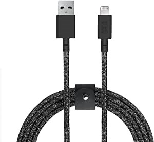 Native Union BELT Cable XL - 10ft Ultra-Strong Reinforced [MFi Certified] Durable Lightning to USB Charging Cable with Leather Strap compatible with iPhone 14, iPhone 13, iPhone 12 and Earlier(Cosmos)