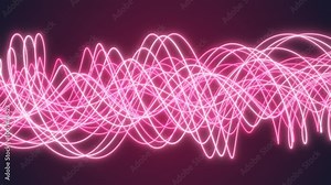 4K Large number of intertwining neon lines. Animated abstract wave made of long lines. Looping animation.