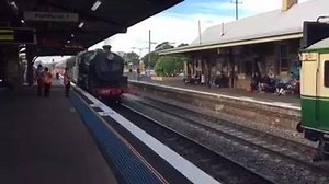 The 3642 pulling out from Maitland Station headed for Broadmeadow for the start of The Great Train Race. Who will win - 3642, 3237 or Tiger Moth? | Hunter Valley Steamfest