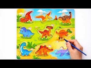 Learn Dinosaurs with Drawing 🦖🎨 Fun Dino Puzzle and Facts for Kids