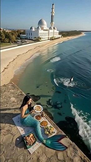 Mermaids eating on the beach #mermaid