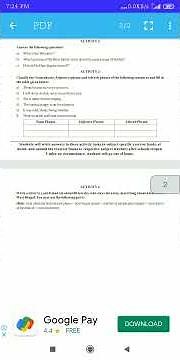 Model Activity Task Part 5 English Class viii