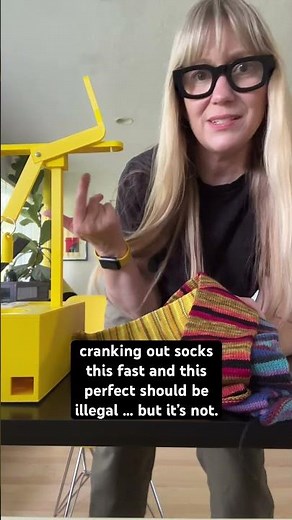 Knit through your sock yarn stash even faster on a Dean & Bean sock knitting machine. 🧶