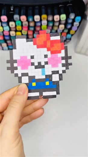 Hello Kitty Pixel Art Idea #art #8bit #diy #pixelart #8bitart #markers #pixelpainter #pixel