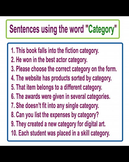 1.4K views · 33 reactions | Meaning of "Category": Category is a noun that means a group of people or things that share common characteristics or are classified together. #english #learnenglish #spokenenglish #vocabulary | English Learning | Facebook