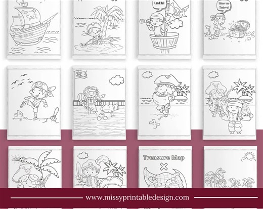 Pirate Coloring Pages, Kids Birthday Party Activity (INSTANT DOWNLOAD) - Etsy