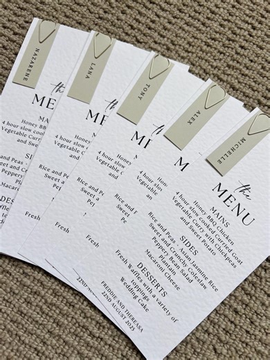 Wedding Menu, Personalised Place Cards, Modern Wedding Food Menu - Etsy UK