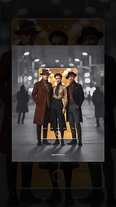 Day 73 of daily design inspiration | Cinematic Vintage Fashion | Focus & Color Splash Art A stylish and cinematic fashion design highlighting a trio of models in vintage attire. The artwork uses a creative "focus framing" technique, where the central subjects are rendered in sharp, warm colors, while the urban street background is desaturated to black and white and blurred. This contrast perfectly accentuates the classic elegance of their coats and hats against the modern city lights. Disclaimer