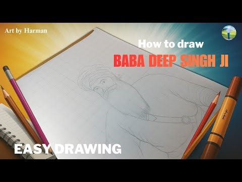How to draw Baba Deep Singh Ji | Easy Drawing tutorial | #babadeepsinghji #howtodraw #youtubevideo