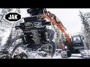 JAK-300R Tree Shear with Collector in Doosan Excavator | Excavator Attachments | Jak.fi