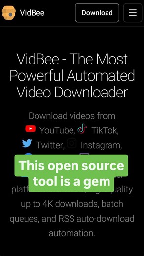 It's FOSS | The Ultimate Open-Source Video Downloader 🐝 VidBee is a powerful, Electron-based desktop app that brings the magic of yt-dlp to a... | Instagram