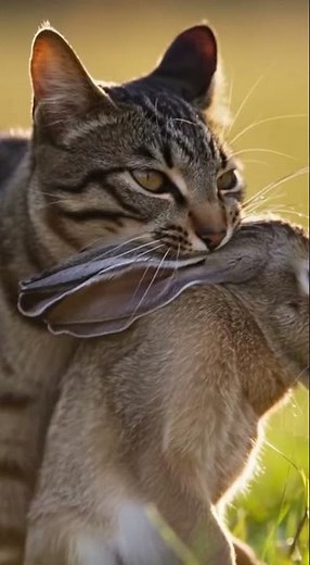 MAMA CAT chasing rabbit ai cat shorts 🐇💨