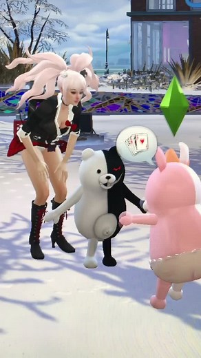 mother junko. part two. leave comments on what you would like to see in part three. #sims4 #danganronpa #anime #junkoenoshima #monokuma #monomi