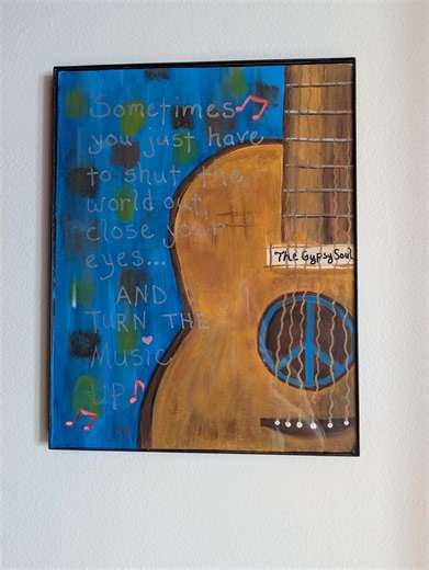 Acrylic Guitar Painting on Canvas | Inspirational Music Quote Art| 14 X 11 Framed in Black - Etsy