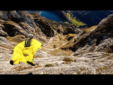 Wingsuit Flying to a Remote Alpine Beach