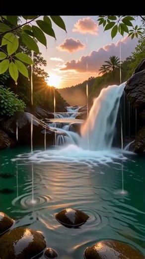 Relaxing waterfall with relaxing music