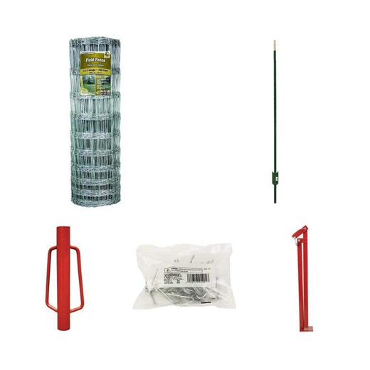 47 in. x 330 ft. Woven Field Fence BUNDLE: 1 Roll + 6 ft. T-Posts, Driver & Installation Tools - The Home Depot
