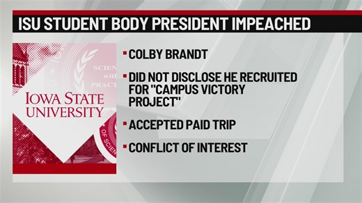 ISU student body president impeached for alleged 'profound conflicts of interest' with political organization