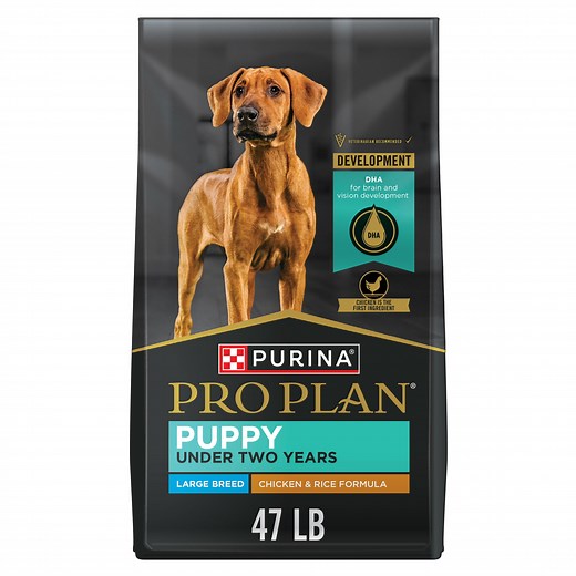 Purina Pro Plan Puppy Dry Dog Food for Large Dogs Under 2 Years, Real Chicken & Rice, 47 lb Bag