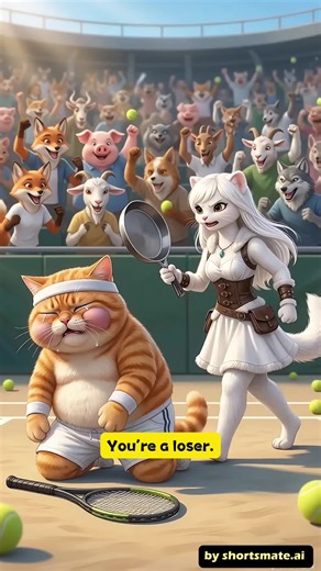 Orange Cat Tennis Match - Part 1 #funny #viral #fypシ゚viral #aicats #orangecat