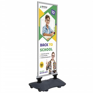 Windpro Slim Weather Wind Resistant Outdoor Pavement Sidewalk Sign Holder 22×60 Inch Silver