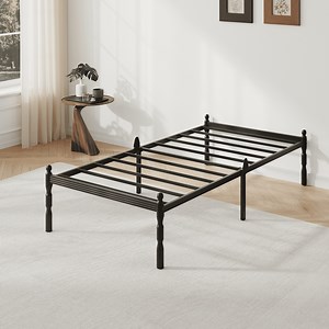 QFTIME 14" Twin Metal Bed Frame with Mattress Non-Slip Stoppers, No Box Spring Needed