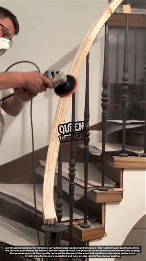Restoring a Curved Wooden Handrail to a Premium Finish | Professional Sanding Process