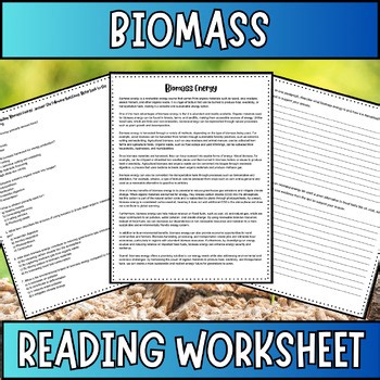 Biomass Energy Reading Worksheet | Informational Passage & Writing Task