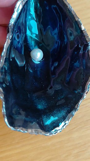 Good morning.. look at the colour change inside this oyster shell. It's edged in chrome paint to enhance it all too... | Letters & Treasures