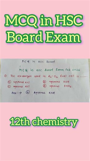 MCQ of electrolyte H2-O2 fuel cell#chemistry #mcq