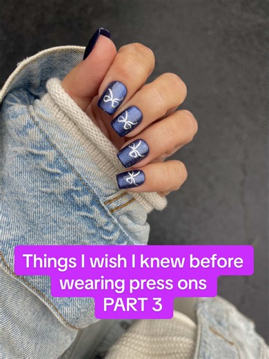Things I Wish I Knew Before Wearing Press-Ons 💅 | Part 3 Part 3 is here, and I’m sharing even more of those why didn’t I know this sooner?! press-on nail tips! 💖 After 15 years of wearing press-ons, I’ve picked up so many small but super helpful tricks — from prep to removal to keeping your natural nails healthy underneath. If you’ve been loving this series, you’re going to want to save this one too! ✨ #pressonnails #nailhacks #nailtips #nailtok #prettyinpressons