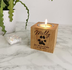 Oak Paw Print Candle Urn – Memorial Tealight Holder With Hidden Ashes Jar, Personalized Keepsake Tribute for Pet Loss - Etsy Australia