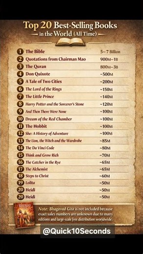 Top 20 Best-Selling Books of All Time 📚 | World’s Most Sold Books #books #booktube #bookreview