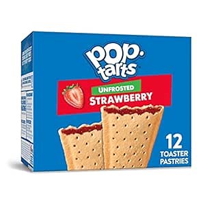 Pop-Tarts Breakfast Toaster Pastries, Unfrosted Strawberry Flavored, 22 oz (12 Count)
