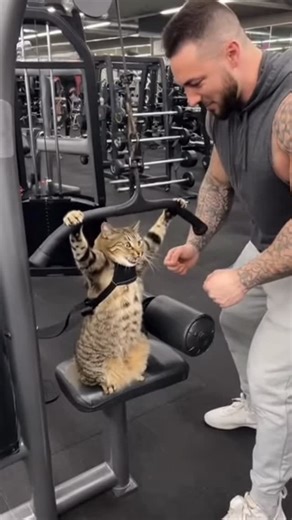 Viral Ai Pro on Instagram: "This coach is taking personal training to a whole new level 😹💪 Teaching his cat to do lat pulldowns like a pro! #gymfun #catlover #workoutbuddy #funnygym #fitnessmotivation #cat #gym"
