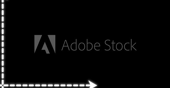 Growing dashed arrow animation pointing forward on dark background, minimal progress direction indicator motion graphic for business growth and data visualization